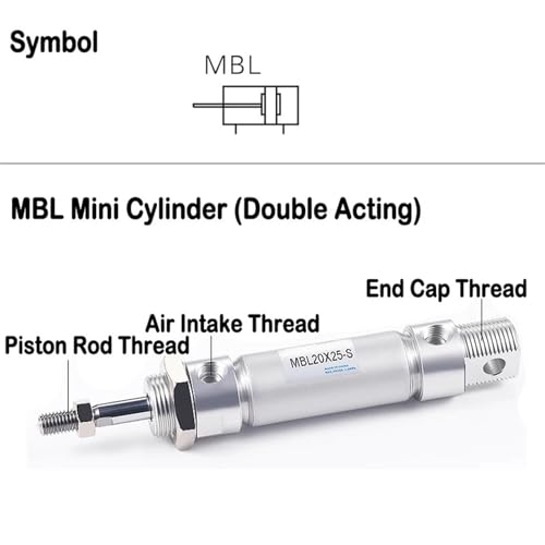 Mini vérin pneumatique MBL en aluminium léger cylindre compact à haute durabilité