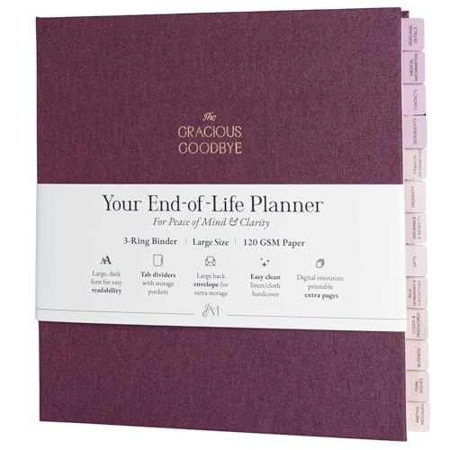 End-of-Life Planner Gracious Goodbye Thoughtfully Designed Estate Planning Organizer Binder for Final Wishes Death Book Life Document Organizer & Family Papers - Merlot