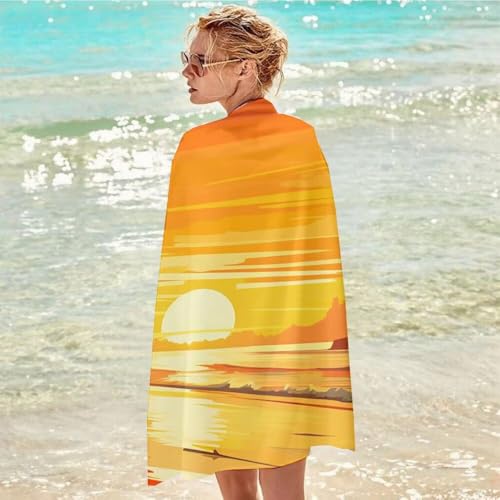 Duushuait Ręcznik plażowy z mikrofibry duży 75 x 150 cm pomarańczowy zachód słońca ręcznik gimnastyczny szybkoschnący szybkoschnący antypiaskowy, chłonny, cienkie i kompaktowe ręczniki plażowe dla