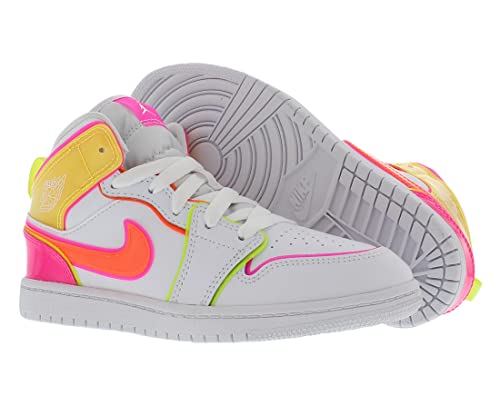 Nike 1 Mid Edge Glow Girls Shoes Size 1.5, Color: White/Crimson/Highlight #TOP1