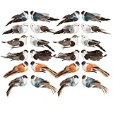 com-four® 24x Dekovogel - künstliche Vögel in 4 bunten Farben - Dekovögel mit Federn und Metall-Clip - Zier-Vogel für Ganzjahresdekoration - Wintervögel (24x Vogel klein)
