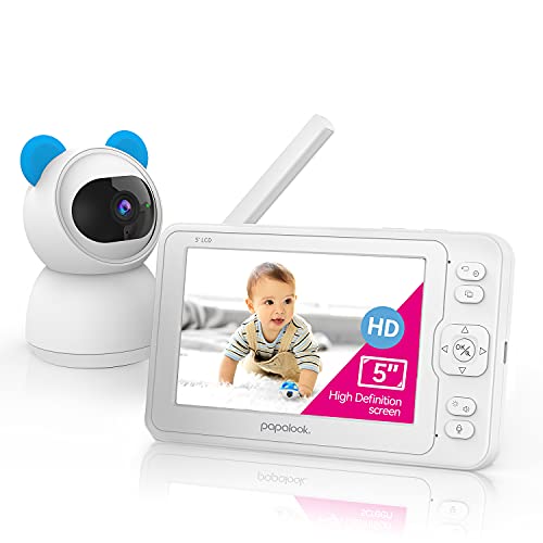 Papalook Bm1 Baby Monitor Fhd 1080P With Camera And Audio, Video Baby Camera Monitor 5" Hd Display, No Wifi, Night Vision, 2-Way Audio, Temperature And Sound Detection, 900Ft Range, Lullaby, 3600Mah #TOP20