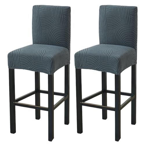 Image of HAOYONG Bar Stool Covers, Stretch Counter Stool Pub Chair Slipcover Washable Counter Height Chair Covers for Kitchen Dining Room Cafe Set of 2 (Dark Gray)