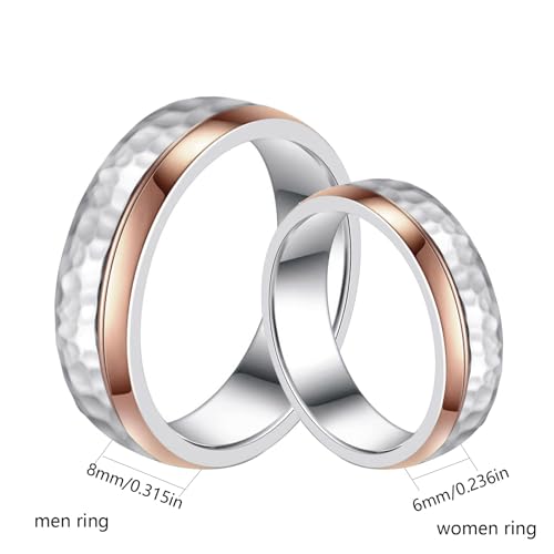 Image of Matching Rings Titanium Steel Rose Gold Plated Couple Rings Wedding Band His and Her Ring