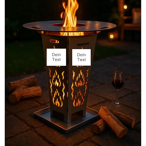 FireDesire Feuerkorb personalisiert 80cm + Grillplatte +...