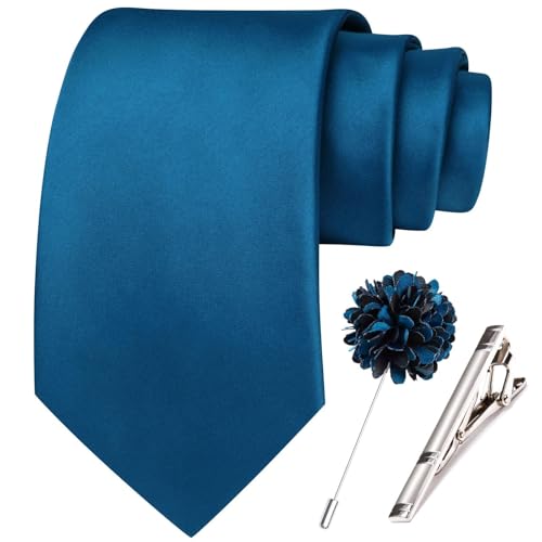 Image of Hi-Tie Men's Extra Long Solid Satin Tie Set 63 Inch /70 Inch Formal Necktie