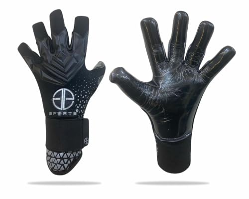 GG Sports Professional Youth Soccer Goalie Gloves with Sublimation | Soccer Goalkeeper Gloves Kids 3D Rubber Punch Zone Anti Slip Airprene Breathable Gusset for Kids & Adults Boys & Girls (Black, 5)