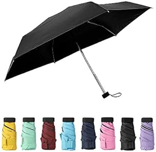 TOPTIE Travel Mini Sun & Rain Umbrella, Small and Compact Umbrella with UV Protection (Black)