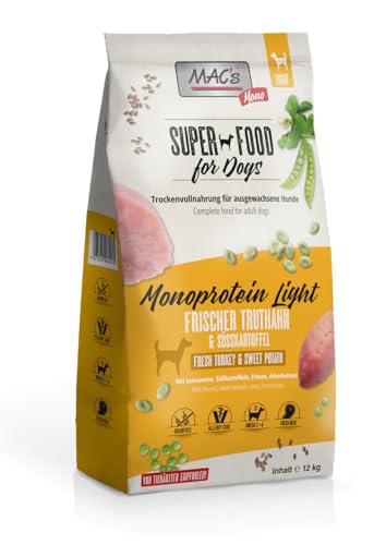 Mac's Dog Trockenfutter für Hunde, Monoprotheine, Light Truthahn und Süßkartoffel, 12 kg