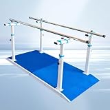 Parallele per riabilitazione fisioterapica – Recupero post-ictus, Tappetino antiscivolo, Larghezza e altezza regolabili – Strumento per il recupero post-operatorio(Blue)