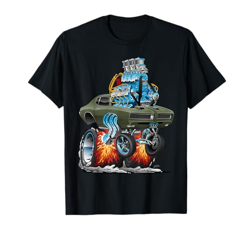 Classic Muscle Car Hotrod Cartoon Design T-Shirt