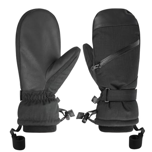 QKURT Skihandschuhe, wasserdicht Schnee WinterHandschuhe Touchscreen Ski Fäustlinge, Herren Thermo Schnee Handschuhe Winter kaltes Wetter Handschuhe für Outdoor Skifahren Laufen Radfahren Wandern