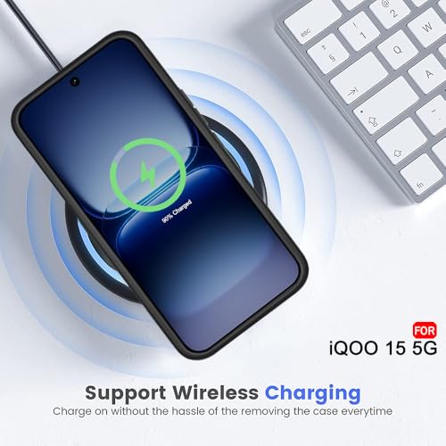 Image of TheGiftKart Hybrid Shockproof Back Cover Case for iQOO 15 5G Compatible with MagSafe | Hard Back Cover Case for iQOO 15 5G (PC & TPU, Translucent Smoke Matte Back, Black Sides)