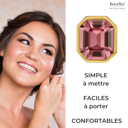 Boucles d'oreilles clip sans perçage Traveller violet améthyste plaqué or 22kt