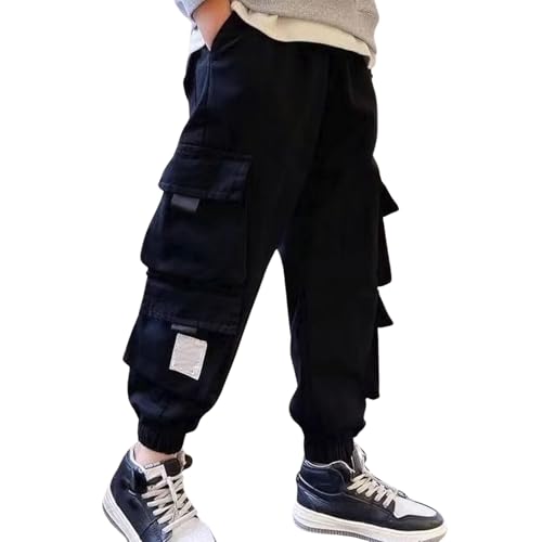 Active Boys Pants Drawstring Elastic Sweatpants Cozy Joggers Fleece Warm Leggings for Kids Athletes and