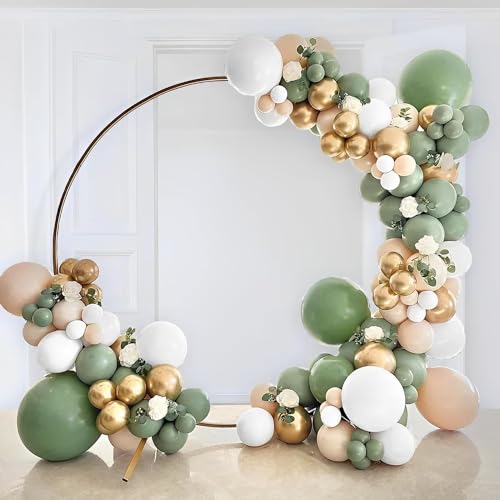 Image of Voircoloria 90pack Sage Green Balloons Different Size 18 /12 /10 /5 Inch Olive Green Balloon Garland Arch Kit for Graduation, Wedding, Birthday, Bridal Shower, Baby Shower, Anniversary Party Decorations