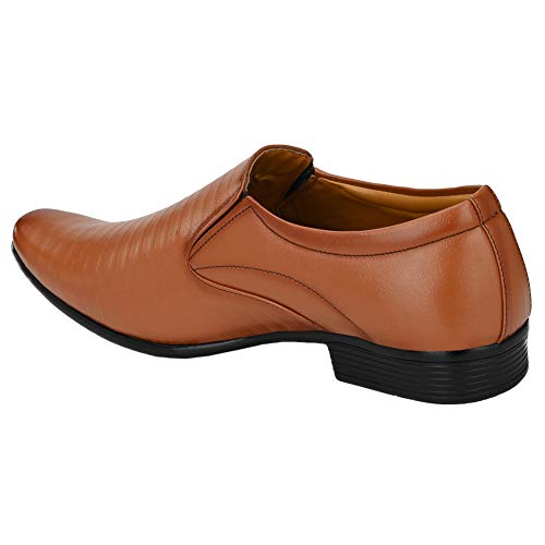 Image of Leatherkraft Striped Formal Slip-On Shoes