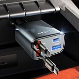 LISEN 車 充電器 巻き取りしがーソケット usb【2026年新・69W急速充電・最小4in1】シガーソケット USB-C + USB-L PD3.1/QC3.0/PPS対応 80cmケーブル カー用品 便利グッズ 車内 60プリウス・カローラクロス・デリカd5・ジムニー アクセサリー 車12V/24V対応 iPhone全機種・Switch・iPad・USB-C端末全対応 父の日プレゼント