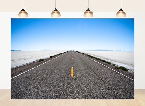 LidyMini 5x3ft Fabric Desert Highway Backdrop Salt Flats Straight Road Photography Background Empty Road Scene Party Decor Home Tapestry Photo Props