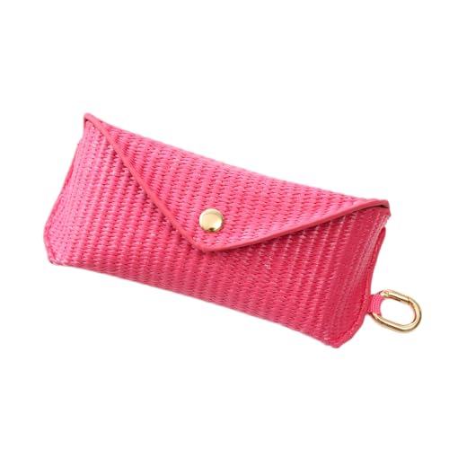 Image of kytasryl PU Straw Weave Glasses Case with Hook, Sunglasses Pouch