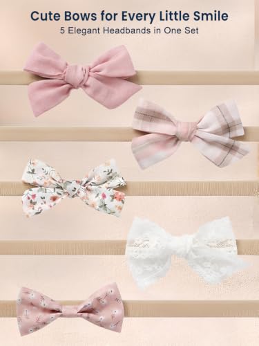 Image of POLKA TOTS Baby Hairbands for Kids Girl | Cute Stretchable Hair Bands for Baby Girls | Kids Hair Accessories | Elastic Infant Hairband | Toddler Hair Clips (Pack of 5)