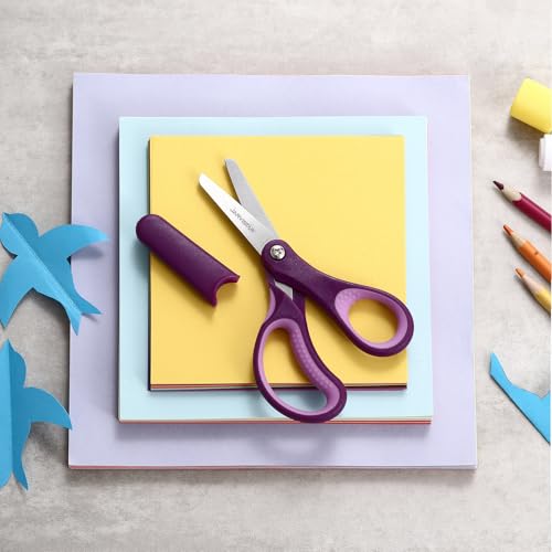 JARVISTAR 3 Stück Linkshänder Rechtshänder Kinderschere, Kinder Sicherheit Schere Bastelscheren Set Schulschere Papierschere Gerundete Klingen Kleinkindschere Klein Schere DIY 13 CM(Rot/Grün/Lila)