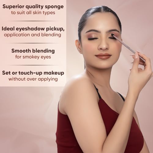 Image of VEGA Eye Applicator Makeup Brush with Soft Sponge for Smoky Eyes, Eye Blender Brush, Rose Gold, 159mm