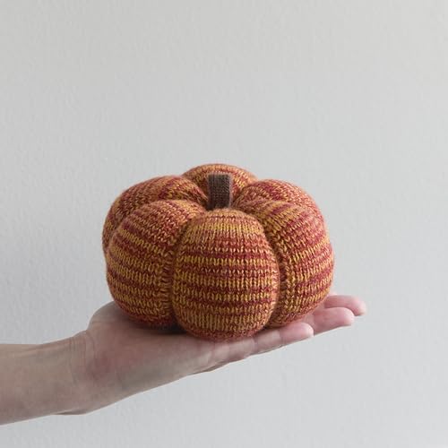 Image of Set of 3 Multi-size Cozy Knit Pumpkins (Sunset Large Multi-size set) | Fall Home decor, Shelf sitters, Bowl fillers, Gift for Friend