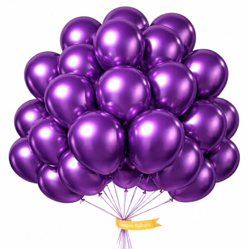 Purple 10 Inch Pack of 30 Metallic Balloons Pack Kids Party Latex Balloons Birthday Party Balloon Decoration for Wedding Baby Shower Graduation Partyy Anniversary Occasions