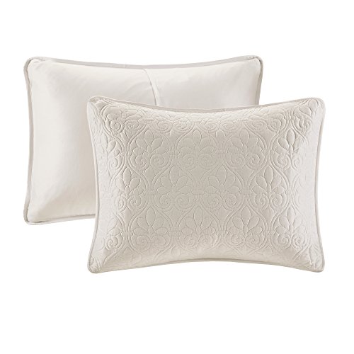 Madison Park Quebec Coverlet Quilted Cotton Fill Mini Set, King/Cal King, Ivory #TOP3