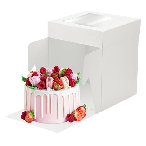 Zourglow 10 Pièces Boite Gateau Carton 20x20x20cm, Boite Transport Gateau avec Fenêtre, Boîtes à Gâteau pour Cake, Biscuits, Beignets, Desserts