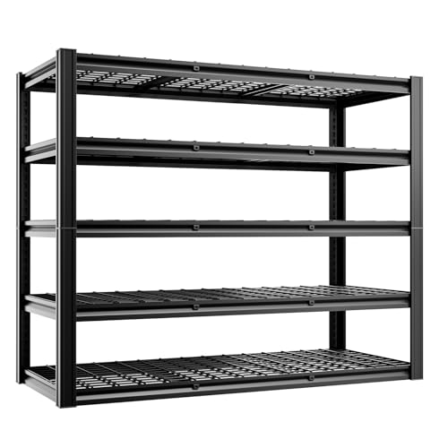 cynnda 5-Tier 60”W x 24”D x 72”H Garage Shelving Storage Shelves 3000LBS Heavy Duty Metal Shelf Adjustable Rack Units Suitable for Garage Basement Warehouse Utility Shelves (Black)