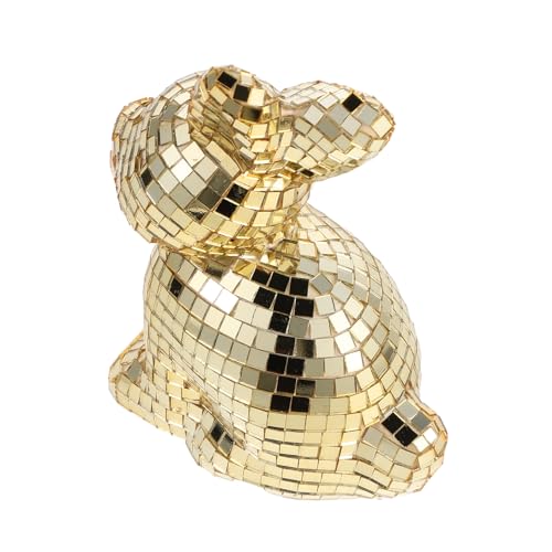 Elegante e moderno specchio decorativo: metti in risalto il tuo spazio con questa statuina di coniglio in vetro, caratterizzata da figure di specchio e un fascino da scultura disco per un arredamento chic a forma di coniglio in soggiorno, ufficio o come statua di coniglio da giardino, arredamento retrò alla moda per la casa, statuina di scultura di coniglio