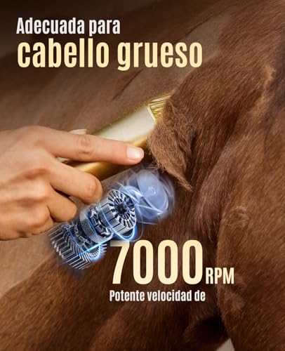 oneisall Premium maquina de cortar pelo caballos profesional, silenciosa Cortapelos para Mascotas Maquinilla caballos Inalámbrico Recargable para caballos y Gatos con 6 Peines Guía - imagen 3