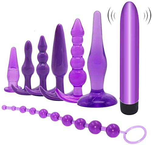 Bantie 8PCS Anal Butt Plugs Trainer Kit Beginner Set Medical Silicone Prostate Massager(Purple)