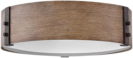 Hinkley Sawyer Transitional Three Light Medium Outdoor Flush Mount, Sequoia