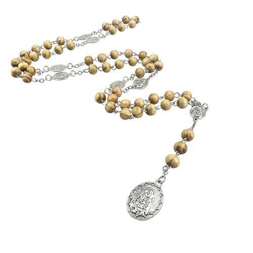 Seven Sorrows of Mary Rosary Wooden Beads Catholic Jewelry Necklace for Pray