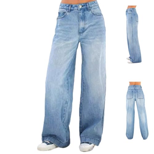 Women's Fashion High Waist Loose Wide Leg Stretch Comfort Jeans, Sweatpant Jeans Women