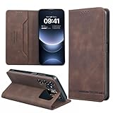 YSONCHAN Handyhülle für Oukitel C68 Plus, PU Lederhülle mit RFID-Blockierung, Magnetverschluss, Stoßfeste Flip Wallet Schutzhülle. Braun