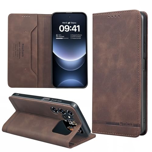 YSONCHAN Handyhülle für Oukitel C68 Plus, PU Lederhülle mit RFID-Blockierung, Magnetverschluss, Stoßfeste Flip Wallet Schutzhülle. Braun