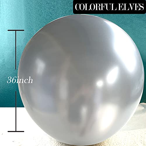 Image of Large Metallic Silver Balloons 36 Inches 4 Pack Giant Jumbo Big Round Chrome Balloon for Wedding Party Decoration (Silver)