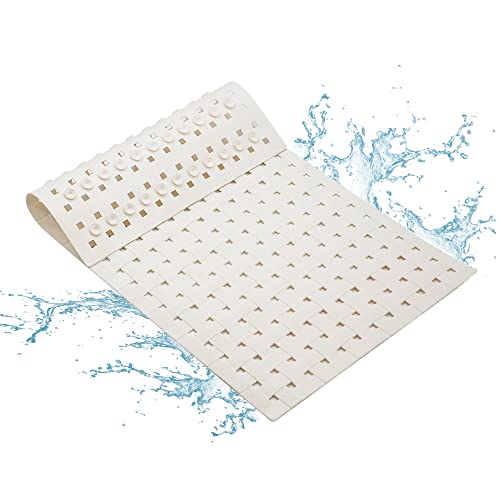 ALL PRIDE Bathtub and Shower Mat, Non Slip, Machine Washable, Woven Design, Perfect Bath Mat for Tub and Shower for Kids and Elderly, 28 x16 Inch, White