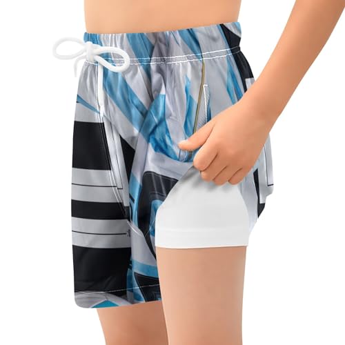 Jersey 10 Boys Swim Shorts with Compression Liner Soccer Swim Trunks Boys Size 12-13 Beach Board Shorts Stretch Swimming Trunks2