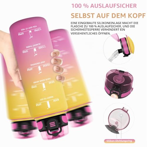 Vikaster große trinkflasche, 1500ml BPA-frei, Trinkflaschen Fahrrad, Auslaufsicher, Trinkflasche Kohlensäure Geeignet… – Ansicht 3