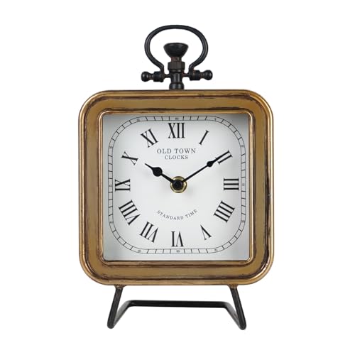 NIKKY HOME Vintage Silent Non-Ticking Table Clock with Handle