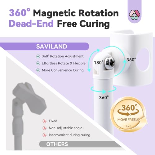 Image of SAVILAND 360 Adjustable Magnetic U V Nail Lamp Stand for Handheld Light | Hands-Free Curing, Detachable Design, Strong Magnetic Base, Full-Range Rotation, Portable Size, For Home Salon and Travel