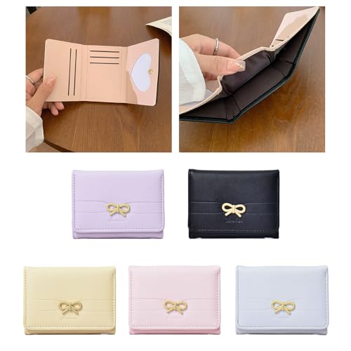 Womens Wallet with Card Holder Small Coin Purse Korean Styles Change Purse Bows Short Purse PU Leather Wallet for Travel2