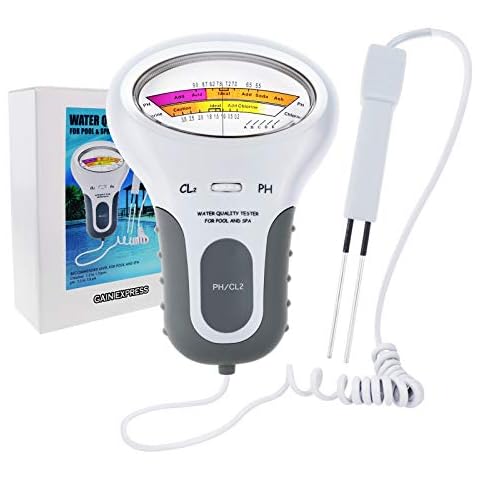 2-in-1 Chlorine & PH Meter Swimming Pool Tester, CL2 Level Meter Test Spa Water Quality Analysis Monitoring Monitor Analyzer, Handheld Portable Cover