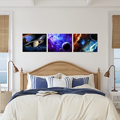 Iknow Foto 3 Piece Canvas Prints Galaxy Stars Abstract Space Wall Art Elements Of This Image Furnished By Nasa Modern Home Decor Stretched And Framed Ready To Hang For Kids Room Decor 12X16Inchx3Pcs #TOP3