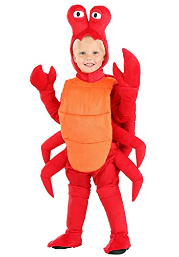 Crab Costume for Toddlers | Crustacean Outfit with Jumpsuit, Animal Hood, Claw Gloves, Shell, and Boot Covers